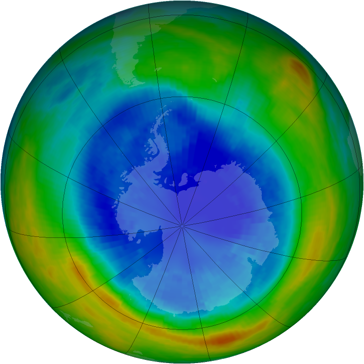 Antarctic ozone map for 10 September 1987